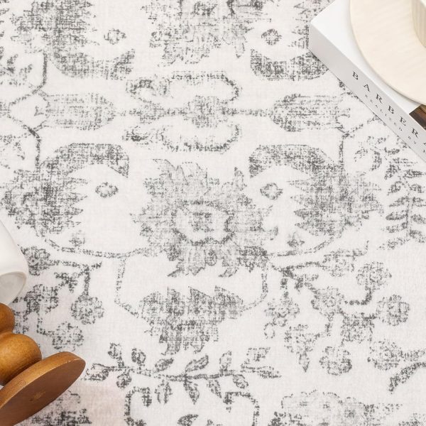 global sourcing grey area rug 2x3 entryway rug kitchen vintage living room carpet indoor bedroom rug washable distressed rug gray floral door mat retro accent throw rug for office dining room bathroom oem/odm services