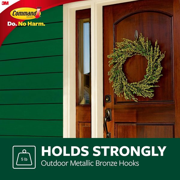 competitive pricing command outdoor large bronze hooks, holds up to 5 lb, 3 hooks and 4 command strips, damage free hanging wall hooks for hanging christmas decorations with weather resistant strips one-stop wholesale