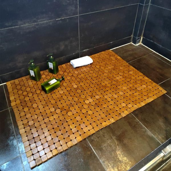 manufacturer direct hjjkkh bamboo bath mat with 23.6x35.4 inch,nature bamboo wooden bathroom mat,non slip and foldable floor shower bath mat for bathroom,bathtub,shower,sauna,hot tub trade price