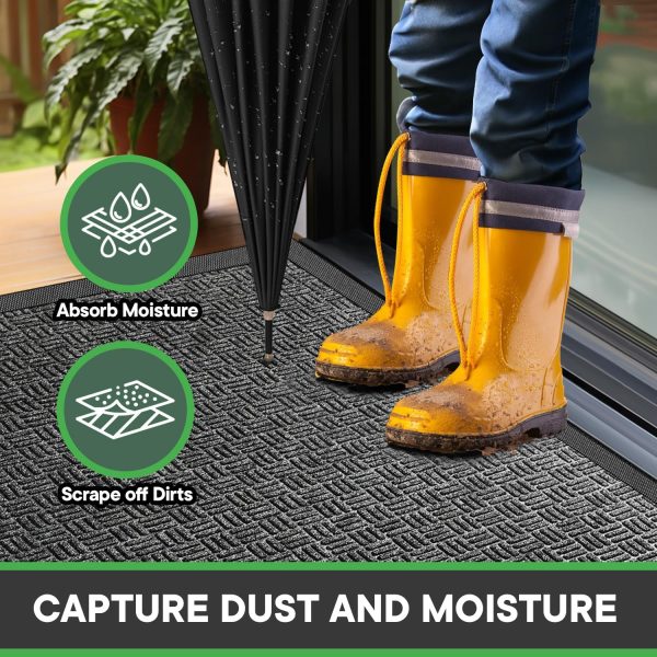 global sourcing mibao front door mat, heavy duty durable welcome mat for outdoor indoor, dirt trapper waterproof super absorbent door mat for entryway outside patio porch, 29.5" x 17", grey oem/odm services