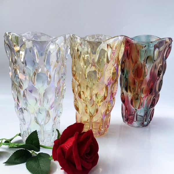 oem/odm services heavy glass flower vase thickened 3.5lb 9.5inch sparkle vase bohemian style, for centerpieces,wedding,perfect home decor (sparkle) affordable bulk deals