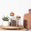 wholesale direct round decorative tray wood bathroom counter organizer farmhouse kitchen decor wooden riser for soap dish, perfume, candle, sponge, 10" - brown bulk purchase at factory prices
