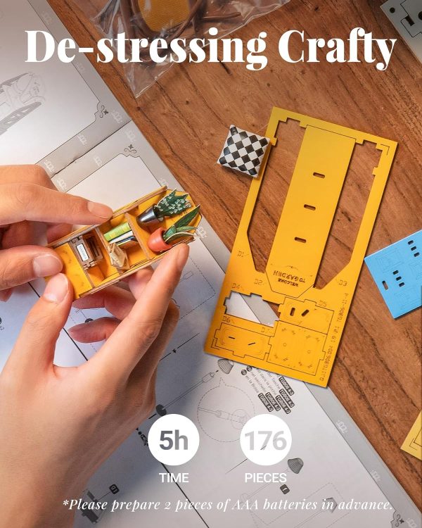 supplier direct rolife book nook kit wooden bookcase 9.5" garden house miniature kit with led decorative bookends, 3d puzzles for adults craft hobby for girls boys adults wholesale prices