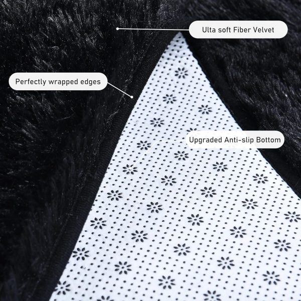 global sourcing small black area rug, 2x3 rug for bedroom shaggy throw rugs for dorm rug, soft shag carpet for kids room, plush comfy fluffy bedside rug for home decor aesthetic oem/odm services