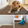 manufacturer direct ayoha runner rug 2' x 6' indoor/outdoor carpet runners, hallway kitchen entryway bedroom area rugs with natural non-slip rubber backing, garage mat, brown/brown strip (available for custom sizes) trade price