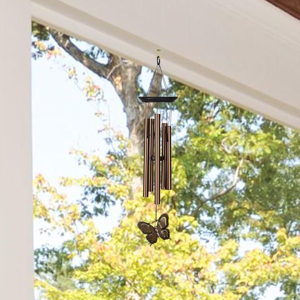 producer to buyer woodstock wind chimes my butterfly chime, bronze aluminum tubes, small 21-inch, light airy sound wind chime for outdoor decor for garden discounted pricing