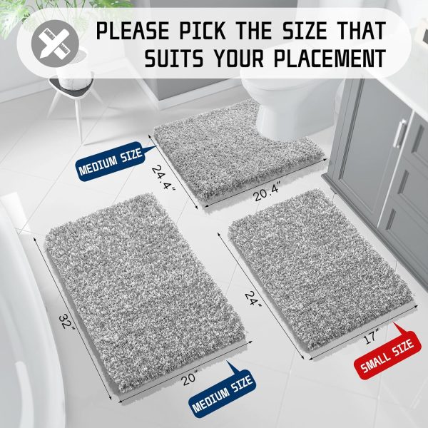 global sourcing yimobra bathroom rugs non slip washable 24x17, ultra soft and water absorbent bath mats, plush fluffy shower mat outside, microfiber thick matts for bathroom floor/sink, light gray and white oem/odm services