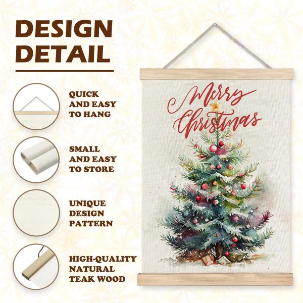 bulk purchase luvadian merry christmas wall art with wood poster hanger set of 2, christmas wall decor, christmas tree santa claus snowman posters artwork for wall, christmas wall hanging decorations, 12x16 inches trade price