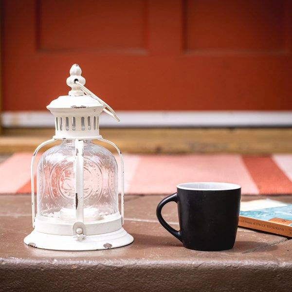 custom wholesale stonebriar antique worn white metal candle lantern, use as decoration for birthday parties, a rustic wedding centerpiece, or create a relaxing spa setting, for indoor or outdoor use oem/odm services