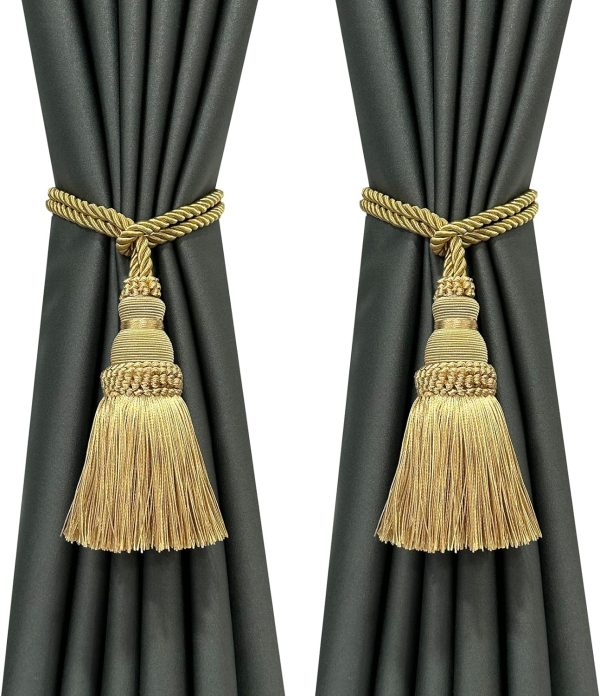 bulk purchase fenghuangwu 6 pack curtain tie backs rope tassels for curtains drape tiebacks handmade outdoor home and outdoor decorative (gold, 6p) factory discount