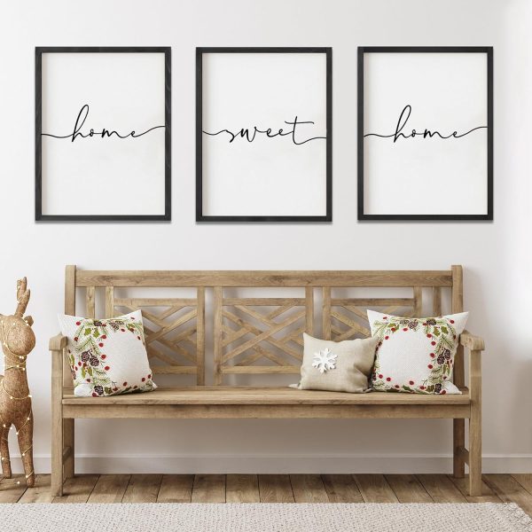 bulk purchase heiple set of 3 framed farmhouse home sweet home sign 11’’x14’’ above bed wall decor for bedroom decor and living room wall art wood signs (black, 11''x14) trade price