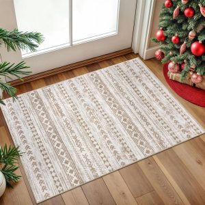global sourcing moroccan entryway rug 2x3 beige small area rug kitchen rugs non-slip washable soft print vintage distressed geometric low-pile indoor door mat floor carpet for entrance bedroom oem/odm services