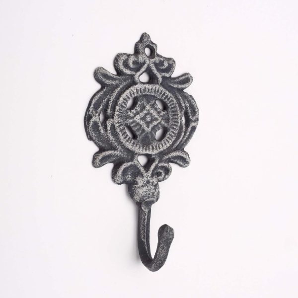 competitive pricing ambipolar indian leaf hook antique decorative vintage style heavy duty wall coat hooks pack of 3 .(matt grey) one-stop wholesale