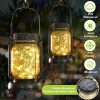 custom wholesale mlambert 4 pack solar hanging lantern with stakes, outdoor waterproof solar mason jar fairy string lights decorative vintage glass lamp-warm white oem/odm services