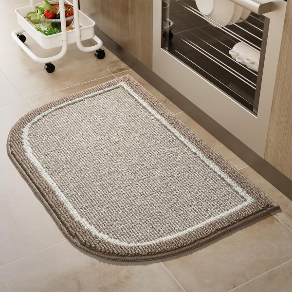 global sourcing padoor kitchen-mats for floor 100% polypropylene kitchen rugs non slip washable, durable dirt resist half circle rug tpr backed kitchen floor mat, 18"x28", beige oem/odm services