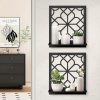 factory direct black metal wall decor, minimalist retro line wall art, metal wall candle holdert, farmhouse rustic bathroom wall art, aesthetics wall hanging for living room bedroom bathroom (2 pack, 11.8 x 13 in) volume discount