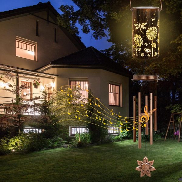 producer to buyer yhmall solar wind chimes for outside, sunflower and dragonfly memorial wind chimes, hanging lights lantern windchimes outdoors sunflower gifts for women men grandma mom garden decor discounted pricing