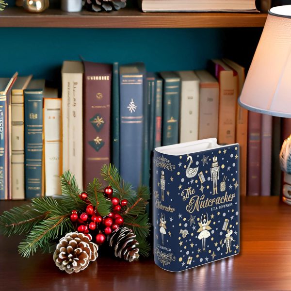 oem/odm services steel mill & co original small book-shaped decorative vase, ceramic vases for home decor, cute christmas bookshelf decor, unique vase for book lovers, nutcracker affordable bulk deals