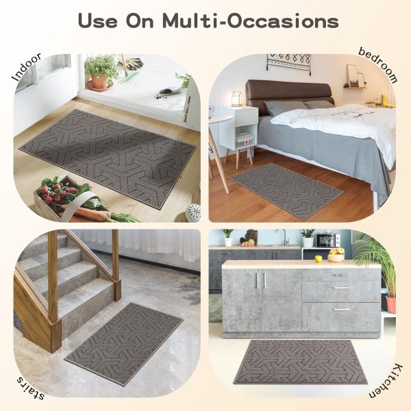 global sourcing villsure door mat, front doormats, non-slip entryway mats resist dirt, washable low pile floor door mats for home, entrance, inside, patio, grey, 19.5"x31" oem/odm services