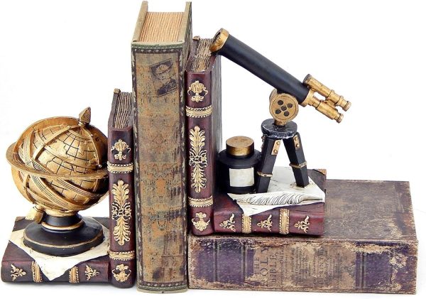 supplier direct bellaa 26355 decorative bookends astronomy vintage retro tellurion galileo sky telescope celestial globe armillary sphere antique space time book ends home decor 6 inch wholesale prices