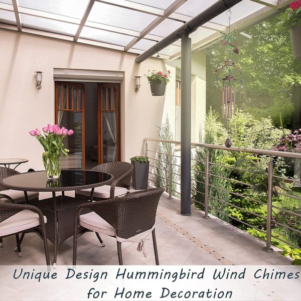 producer to buyer wind chimes - hummingbird wind chimes for outside deep tone 34 inches 5 aluminum tubes, thanksgiving, christmas, birthday gifts for mom, grandma, decorations for home, garden, patio, backyard discounted pricing