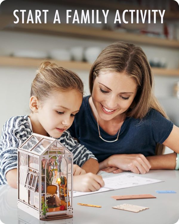 supplier direct rolife diy book nook kit garden house, diy miniature booknook kit 3d creative decorative bookend bookshelf insert 3d puzzle for adults, halloween/christmas decorations/gifts for adults (garden house) wholesale prices