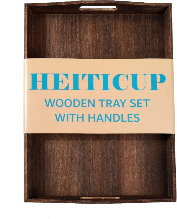 wholesale direct wooden serving tray-one piece set of rectangular shape wood coffee table with cut out handles,kitchen trays for party,serving pastries,eating,snacks,mini bars bulk purchase at factory prices
