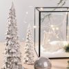 dropship from factory rm roomers 2pcs resin christmas tree statues, table top small white christmas decorative figurine set, indoor artificial xmas tree figurines for desk gifts mass production supply