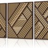 bulk purchase tatuo 3 pcs geometric wood wall art, modern slatted wood design wall decor, hanging abstract panels wall decor with 3d hollow craft art for home office kitchen living room bathroom (simple geometry) trade price