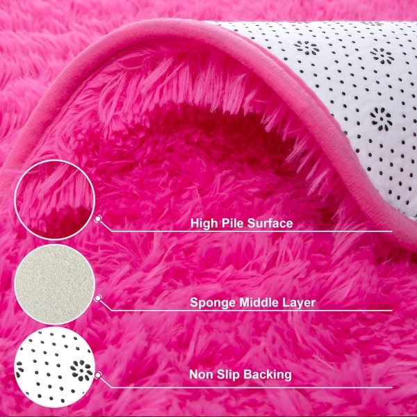 global sourcing foxmas soft fluffy area rugs for bedroom kids room plush shaggy nursery rug furry throw carpets for boys girls, college dorm fuzzy rugs living room home decorate rug, 2ft x 3ft, hot pink oem/odm services