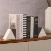supplier direct cork & mill marble book ends for shelves, decorative bookends for heavy books, unique mid century modern gray and white bookends with brass inlay, heavy duty bookshelf stopper, set of 2 wholesale prices