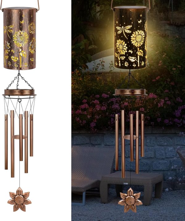 producer to buyer yhmall solar wind chimes for outside, sunflower and dragonfly memorial wind chimes, hanging lights lantern windchimes outdoors sunflower gifts for women men grandma mom garden decor discounted pricing