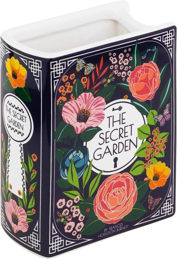 oem/odm services steel mill & co original book-shaped decorative vase, ceramic vases for home decor, cute bookshelf decor, unique vase for book lovers (small - secret garden) affordable bulk deals