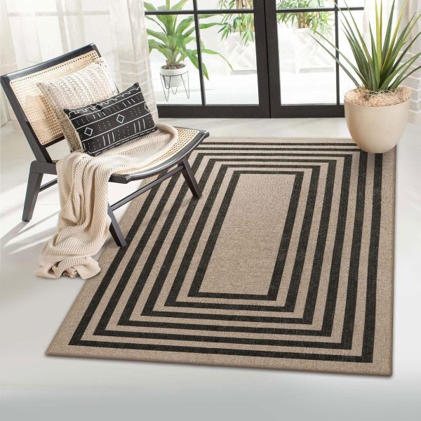 manufacturer direct lahome modern geometric easy jute rug, black 3x5 kitchen rug washable area rug for bedroom thin non slip indoor door mat, farmhouse laundry room rug contemporary carpet for office outdoor patio trade price