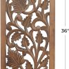 bulk purchase deco 79 wooden floral handmade home wall decor intricately carved acanthus wall sculpture, wall art 12" x 1" x 36", brown trade price