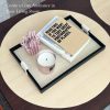 wholesale direct modern luxury 16"x11" woven leather and wooden rectangle tray - jewelry tray, vanity tray, decorative tray, catchall tray, serving tray, and for all occasions by curated collectives (beige, large) bulk purchase at factory prices