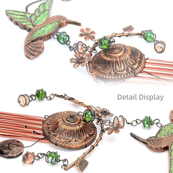 producer to buyer wind chimes - hummingbird wind chimes for outside deep tone 34 inches 5 aluminum tubes, thanksgiving, christmas, birthday gifts for mom, grandma, decorations for home, garden, patio, backyard discounted pricing