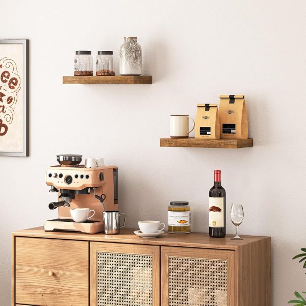 bulk purchase hoobro floating shelves, wall shelf set of 2, 15.7 inch hanging shelf with invisible brackets, for wall decor in bathroom, bedroom, toilet, kitchen, living room, office, rustic brown bf40bj01 trade price