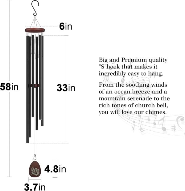 producer to buyer extra large wind chimes outside deep tone, 58" memorial wind chimes for loss of loved one,memorial sympathy gifts, church wind chime for outside garden,yard,patio and lawn discounted pricing