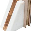 supplier direct main + mesa marble geometric bookends with wood inlay, white wholesale prices