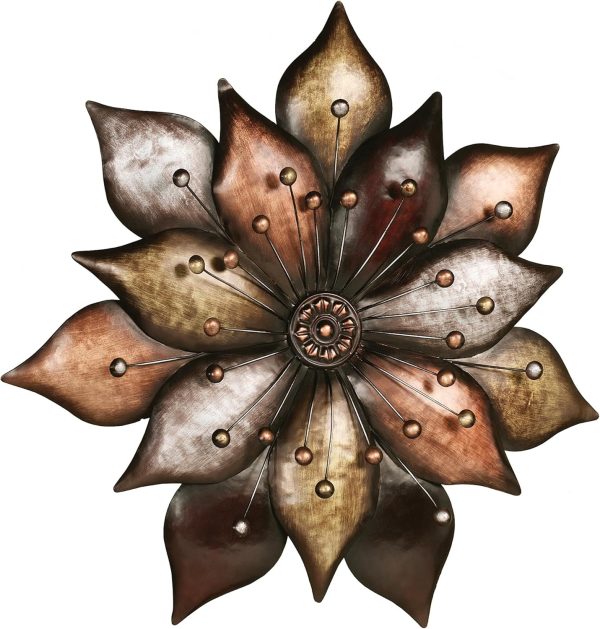 factory direct touch of class arris layered floret wall art - metal - multi metallic - copper, bronze, gold, silver - striking blossom decor for bedroom, living room, dining room, entryway, foyer volume discount