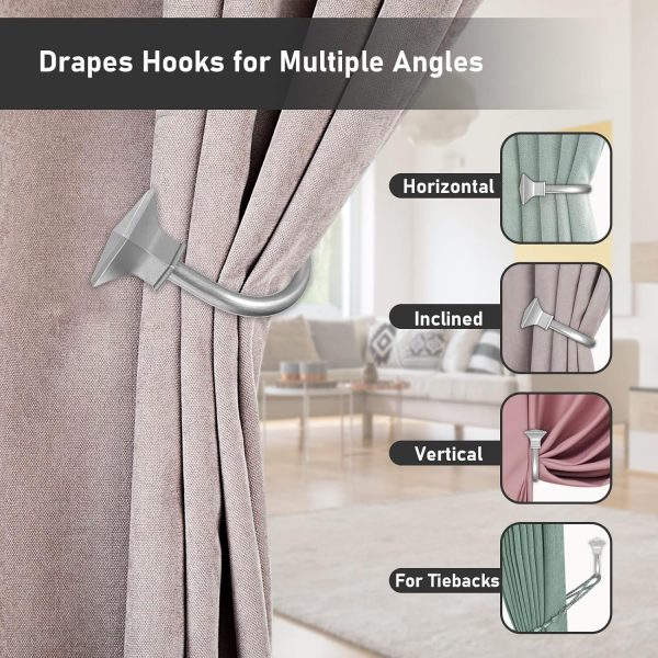 bulk purchase sumnacon set of 2 curtain holdbacks, wall mounted aluminum alloy window drapery tiebacks for bedroom livingroom office come with screws, silver factory discount