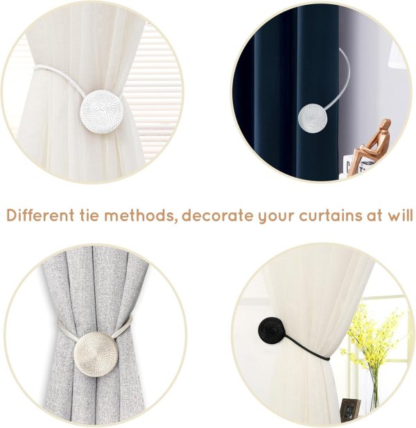 bulk purchase magnetic curtain tiebacks, brown curtain holders for drapes, stronge magnet drapery curtain ties set of 2, boho rope curtain holdbacks factory discount
