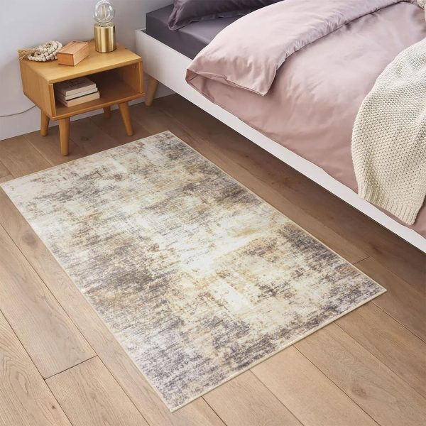 global sourcing iohouze small abstract area rug 2x3 ft entryway rug washable door mat indoor entrance, non slip throw rug, printed faux wool front door rug for foyer kitchen, beige brown oem/odm services