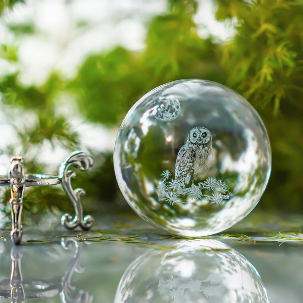 dropship from factory hdcrystalgifts 60mm 3d laser crystal ball paperweight owl figurines glass sphere decorative balls with stand gift mass production supply