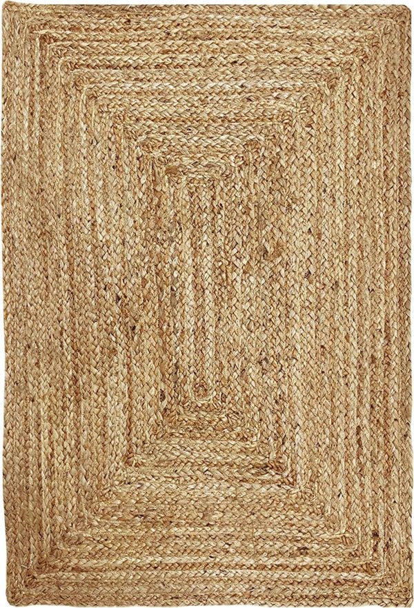 manufacturer direct kema jute braided area rug, 4x6 feet (48x72 inches) - rustic vintage braided reversible rectangular rug, shag rugs for bedroom, jute kitchen rug, living room rugs, floor rug trade price