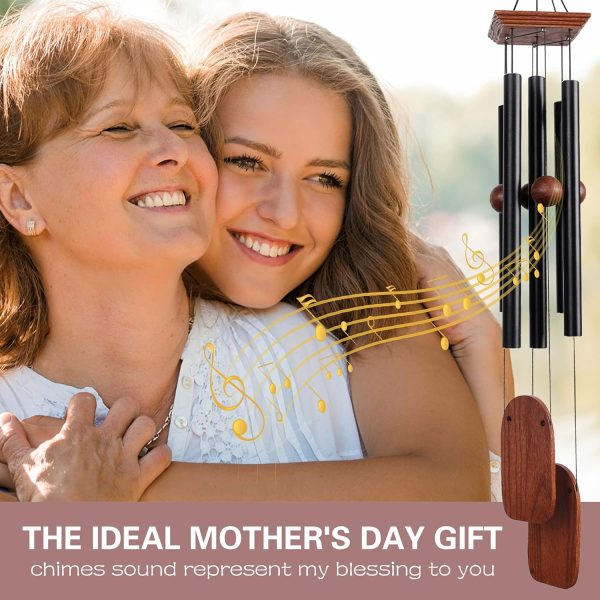 producer to buyer wind chimes for outside deep tone, 36in sympathy wind chimes outdoor clearance, gifts for mother's day and christmas, outdoor decor for garden, patio, yard（wood wind chime, black） discounted pricing