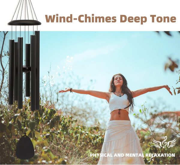 producer to buyer wind-chimes-outdoor-large-decor, deep tone soothing melodic tones windchimes, wind chimes for outside, memorial wind chimes best gift for mom women grandma neighbors（32" black） discounted pricing