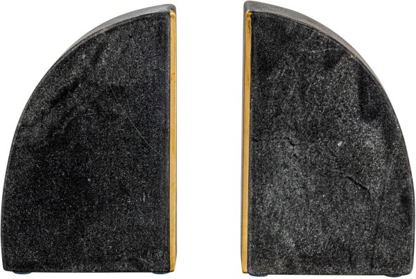supplier direct creative co-op boho arched semicircle marble brass detail, set of 2, black bookend wholesale prices