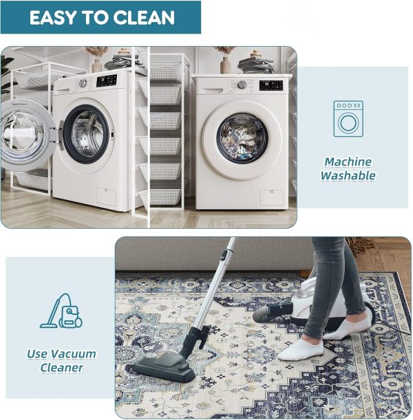 global sourcing dripex vintage collection washable area rug - 2x3 door mat small entryway rug distressed non-slip low-pile floor carpet for indoor front entrance kitchen bathroom living room bedroom oem/odm services